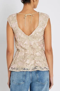 AdonidaBBOriia blouse Rose Gold flower BBW4862