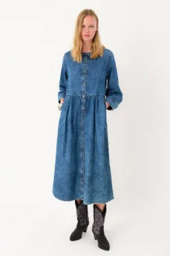 AliyaLL Maxi Dress LS 100 Washed Denim 254203003