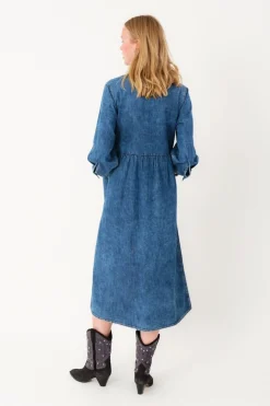 AliyaLL Maxi Dress LS 100 Washed Denim 254203003