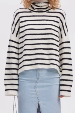 AlphaGZ rollneck striped NOOS Ivory black striped 10909345