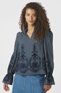 Amara Stripe Emb Navy 163363