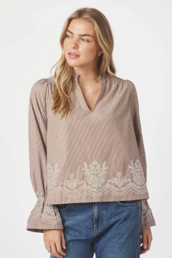 AMARA STRIPED EMB CAMEL 166705