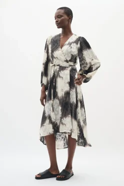 BasiraIW Wrap Dress Neutral Illuminating Florals 30106532