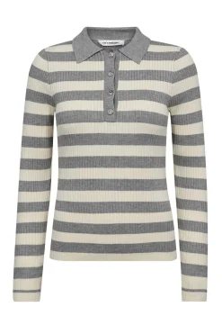 BonnyCC Stripe L/S Polo Knit 138Light Grey 42009