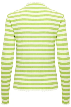 CandaceKB Big Stripe LS Bright Lime Green 10104638