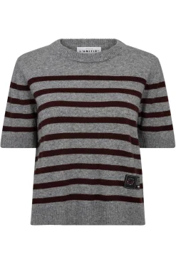 Cash Stripe SS ONeck Grey/Amarone Stripe HL10217