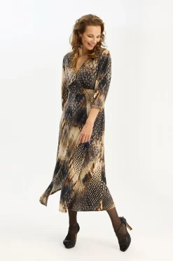 Cassis dress 3/4 sleeves Brown 16937