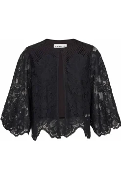 Curvey Lace Hem Bolero Black HL10221