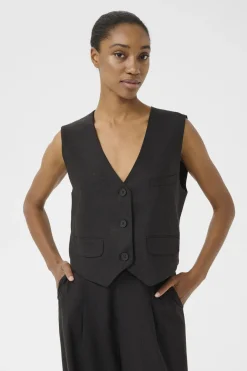 ElarahGZ linen waistcoat NOOS Black 10909831