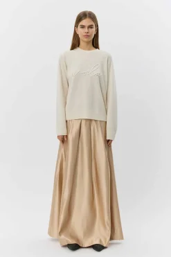 EMMYSW SATIN MAXI SKIRT 7070 Light beige S261411