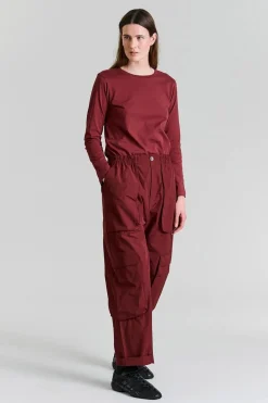 Fukkura poplin lommebukser Maroon 25623805302