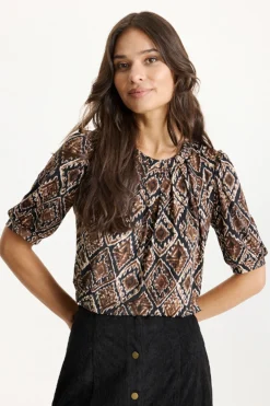 Grazia blouse 1/2 sleeves Brown 16879