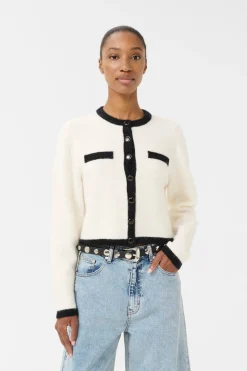 GZalpha ls contrast cardigan Ivory/Black comb 10910459