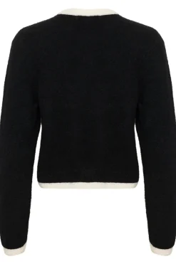 GZalpha ls contrast cardigan Black/Ivory comb 10910459