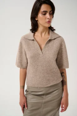 GZalpha ss polo pullover Warm Sand Melange 10910035