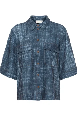GZdemia P SS shirt Dark denim structure 10910409