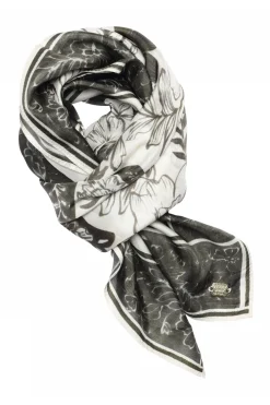 Joly, printed silk scarf 81010OffW/Olive 60803/4039