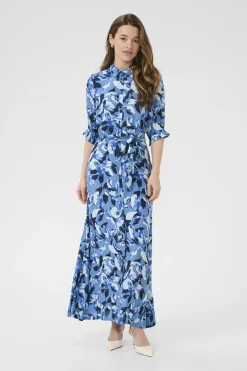 KAvelana Maxi Dress Blue Blurry Leafs 10504043