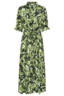 KAvelana Maxi Dress Green Blurry Leafs
