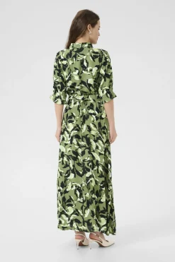 KAvelana Maxi Dress Green Blurry Leafs