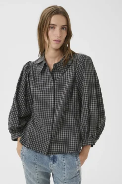 KBEllen Frosty Blouse Dark Grey Check 109174 10105850