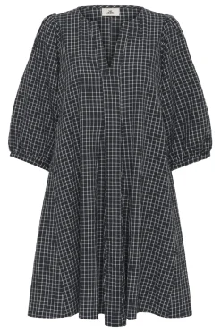 KBEllen Indie Dress Dark Grey Check 103042 10105851