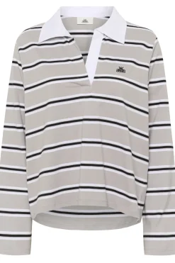 KBZuelma Striped Polo LS Zuelma stripe Drizzle grey 10105564