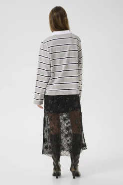 KBZuelma Striped Polo LS Zuelma stripe Drizzle grey 10105564