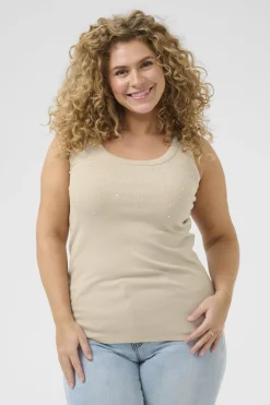 KCcarina Rhinestone Tank Top Feather Gray