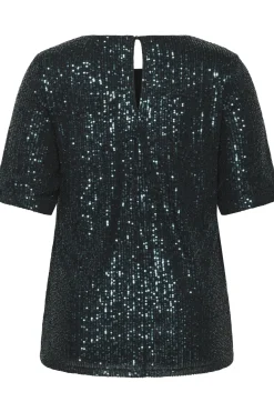 KClaila SS Blouse Dark Green Sequin 10583883