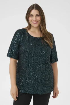 KClaila SS Blouse Dark Green Sequin 10583883