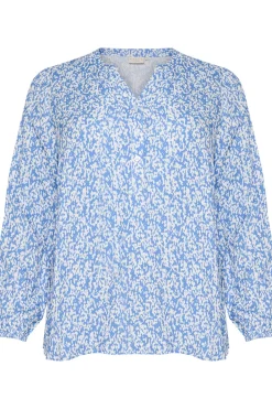 KCmahlena LS Blouse Blue/Chalk Graphic Print