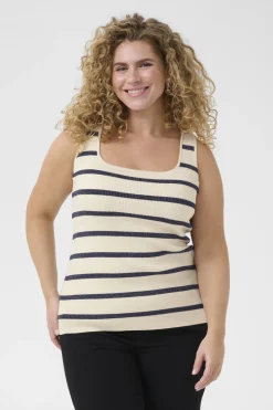 KCmorina Knit Top Silver white/ Blue stripe 10583253