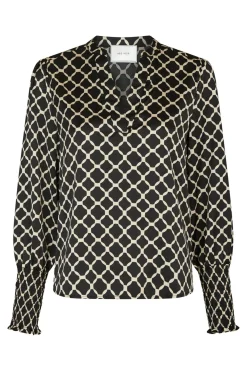 Landa Tile Print Blouse Black 166926