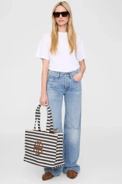 LARA TOTE Black/Nature Stripe A1311091