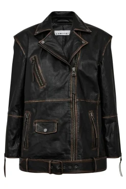 Leather Biker Wing Jacket Black HL10206