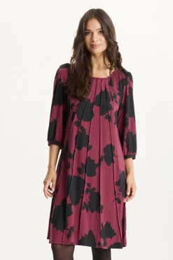 Lucette dress 3/4 sleeves Burgundy 16876