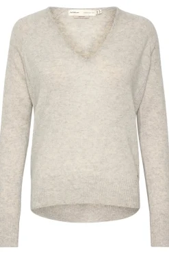Lukka Vneck Pullover Premium New Light Grey Melange 30104240