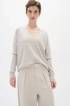 Lukka Vneck Pullover Premium New Light Grey Melange 30104240