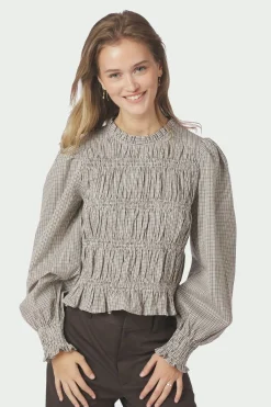 Marcia Check Blouse Dusty Brown 166893