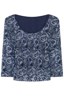 Mauritiabbignara Blouse Blue Flower BBW4951