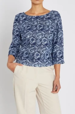 Mauritiabbignara Blouse Blue Flower BBW4951