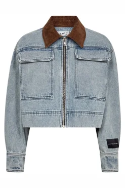 Meliza Crop Denim Jacket Bleached Denim HL10492