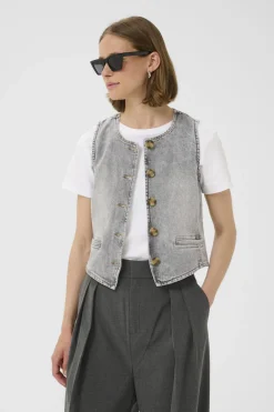 NanasIW Waistcoat Lgt.Grey Wash Denim 30111073