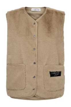 New Fur Tech Vest Beige HL10409