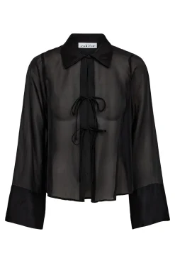 Nimba Organza Tie Shirt Black HL10376