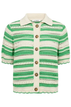 OdetteCC Stripe SS Cardigan 34Green 42017