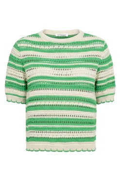 OdetteCC Stripe SS OKnit 34Green 42018