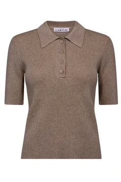 Piccolo SS Polo Rib Knit Walnut Melange HL10010