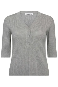 Piccolo SS VRib Knit Light Grey Melange HL10169